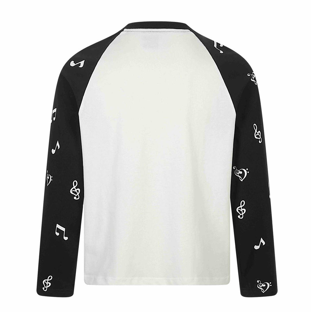 Unisex Langarm-Raglanshirt mit Musikprint und Notenärmeln Drune