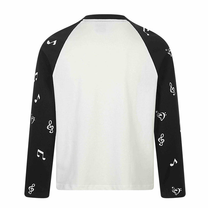 Unisex Langarm-Raglanshirt mit Musikprint und Notenärmeln Drune