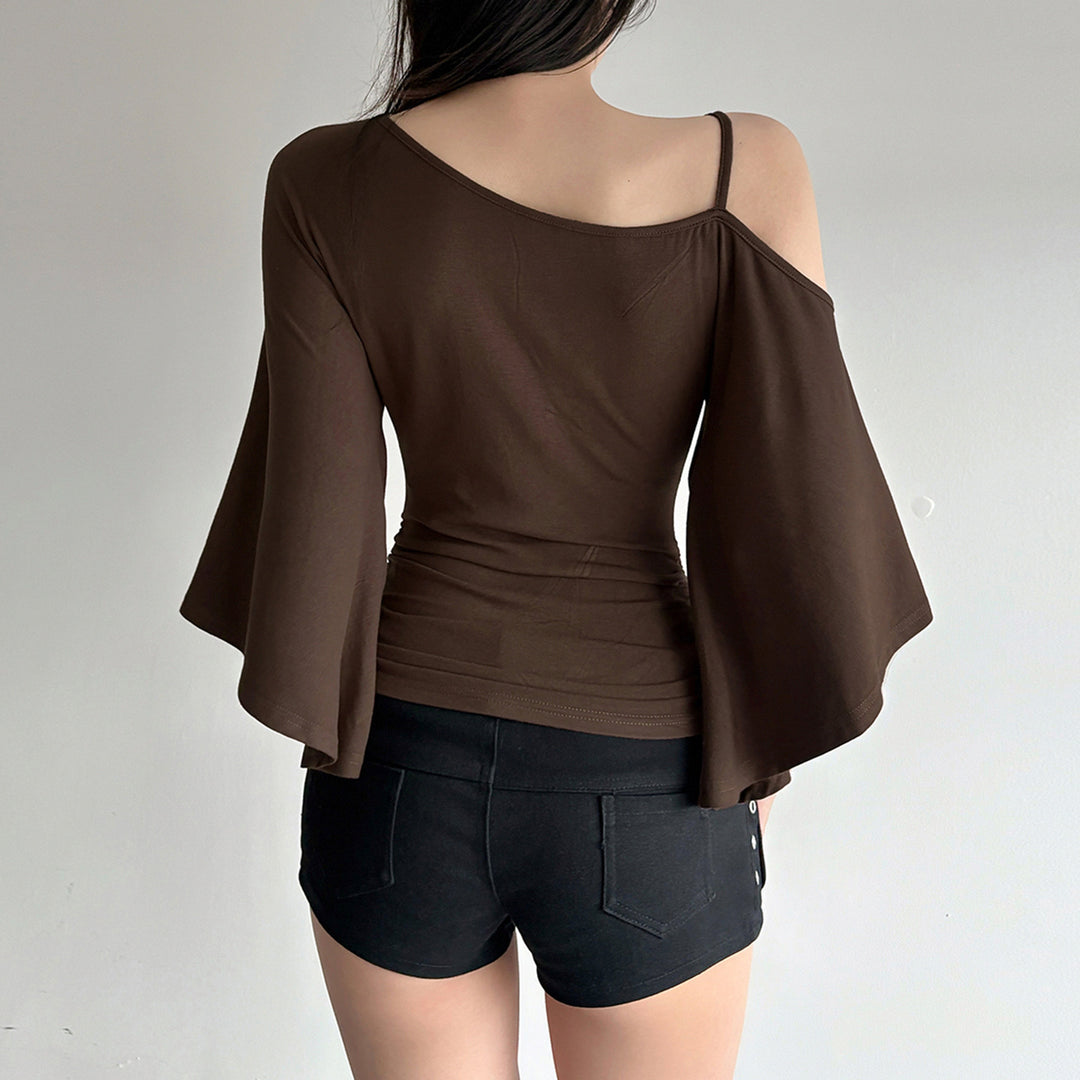 Damen asymmetrisches Oberteil mit fließenden Ärmelansätzen Drune