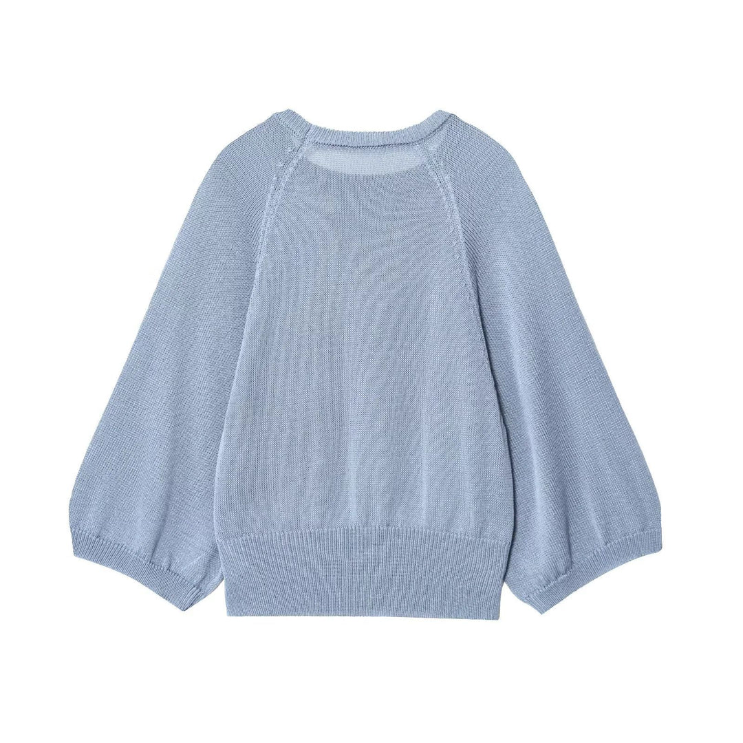 Damen lässiger Pullover mit Weitärmeln und elastischem Bund Drune