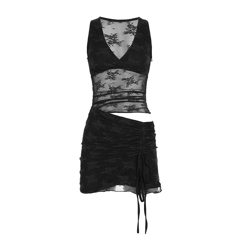 Damen Spitzen-Maxikleid mit verstellbaren Trägern und elegantem Schnitt Drune