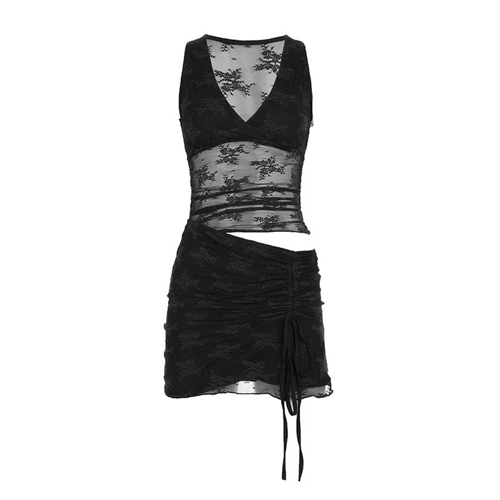 Damen Spitzen-Maxikleid mit verstellbaren Trägern und elegantem Schnitt Drune