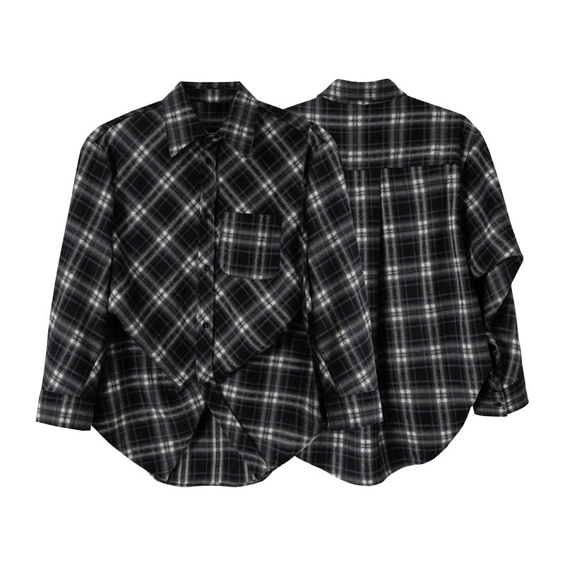 Damen Oversize-Flanellhemd mit asymmetrischem Saum Drune