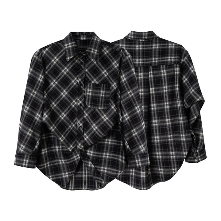 Damen Oversize-Flanellhemd mit asymmetrischem Saum Drune