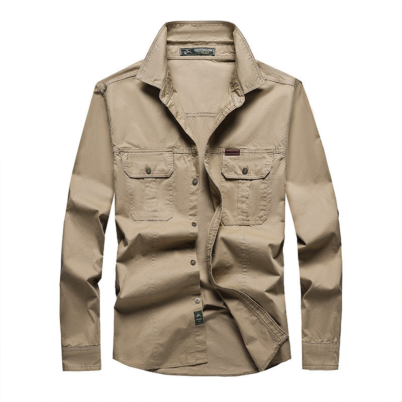 Herren Robustes Canvas-Hemdjacke im Utility‑Stil Drune