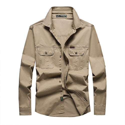 Herren Robustes Canvas-Hemdjacke im Utility‑Stil Drune