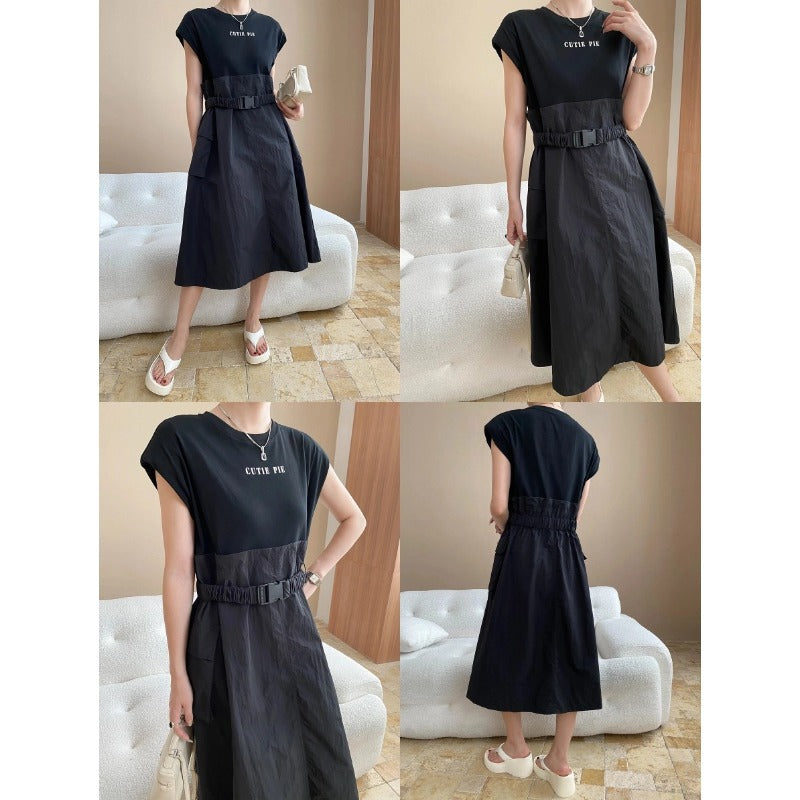 Damen Kleid mit modischem Gürtel und praktischen Taschen Drune