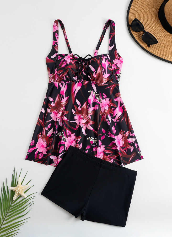 Damen Tankini mit floralem Oberteil und bequemen Shorts Drune