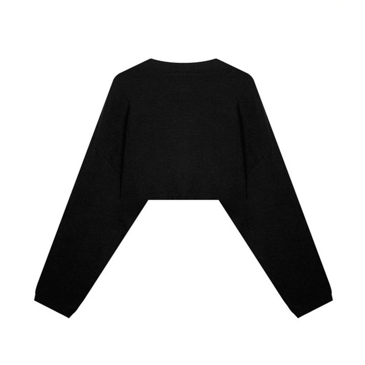 Damen Cropped Strickpullover mit weiten Raglanärmeln und Statement-Schriftzug Drune