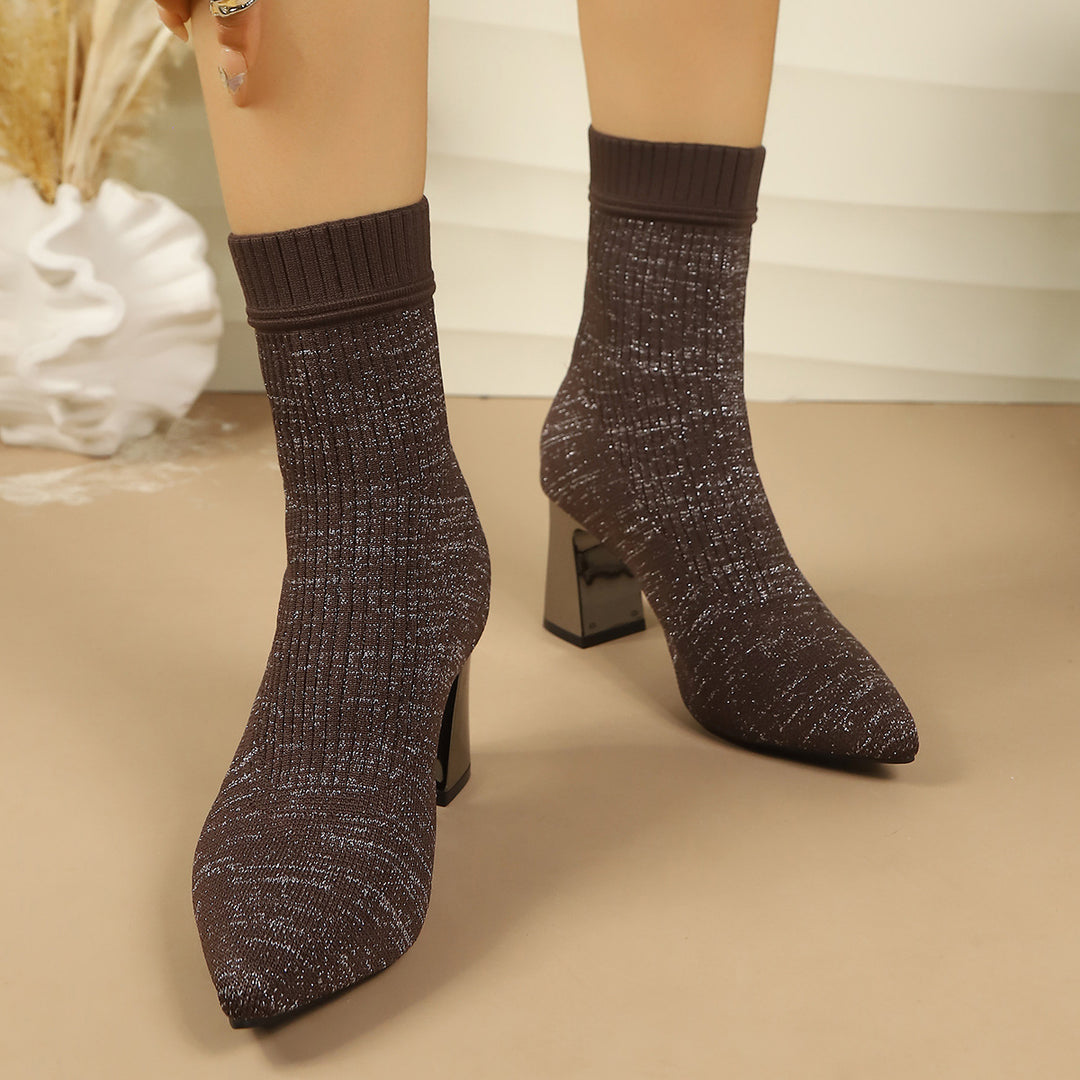 Damen Elegante Strumpfstiefeletten Drune