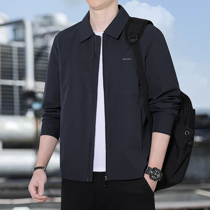 Herren leichte urbane Übergangsjacke mit Reißverschluss, Stehkragen und minimalistischem Design Drune