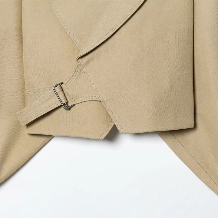 Damen Cropped-Wickeljacke mit großem Schalkragen, Gürtel und Ballonärmeln Drune