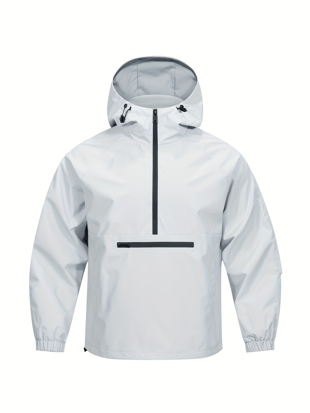 Herren Wind- und Wasserabweisende Anorak-Pulloverjacke mit Halbreißverschluss und Kängurutasche Drune