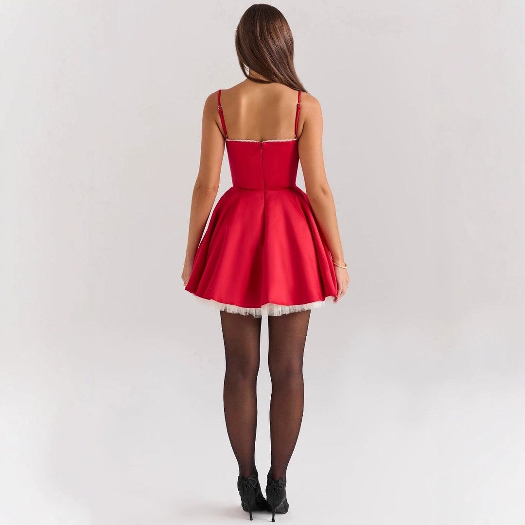 Damen romantisches Spitzenkleid mit trägerlosem Design Drune