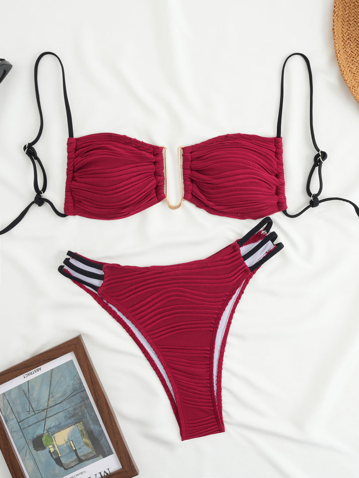 Damen Triangel-Bikini mit elegantem Raffungsdesign und modischen Trägerdetails Drune