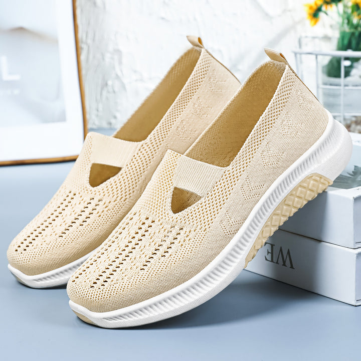 Damen nan elastischer Strick-Slipper mit perforiertem Atmungsnetz und dämpfender Leichtsohle Drune