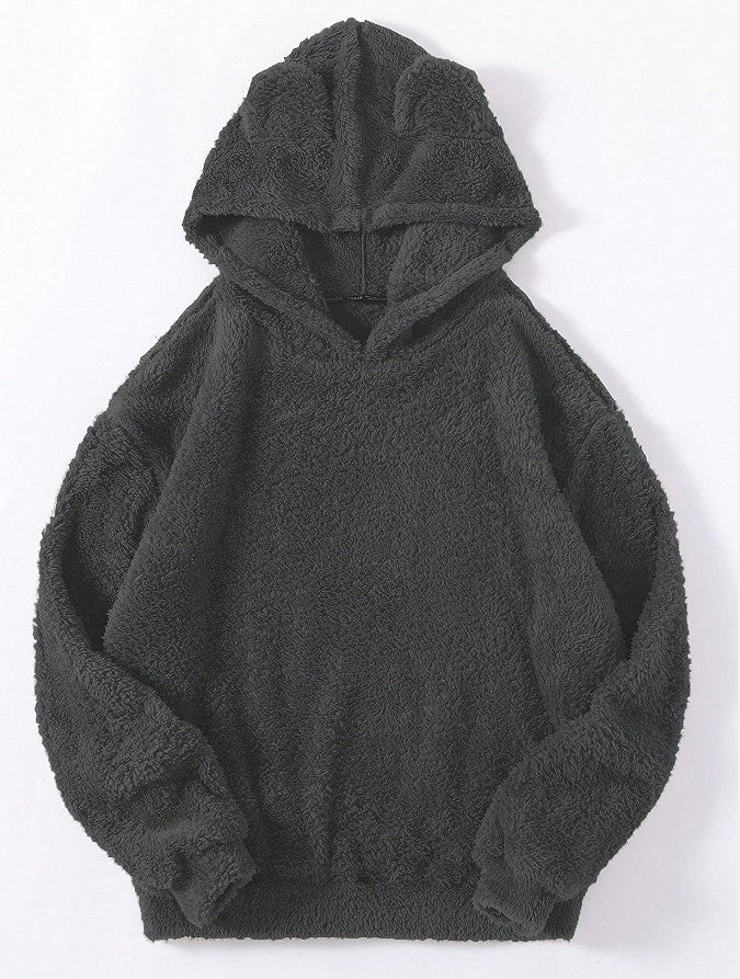 Damen nan kuscheliger Teddy-Hoodie mit Ohren, elastischem Bund und extra weichem Plüsch Drune