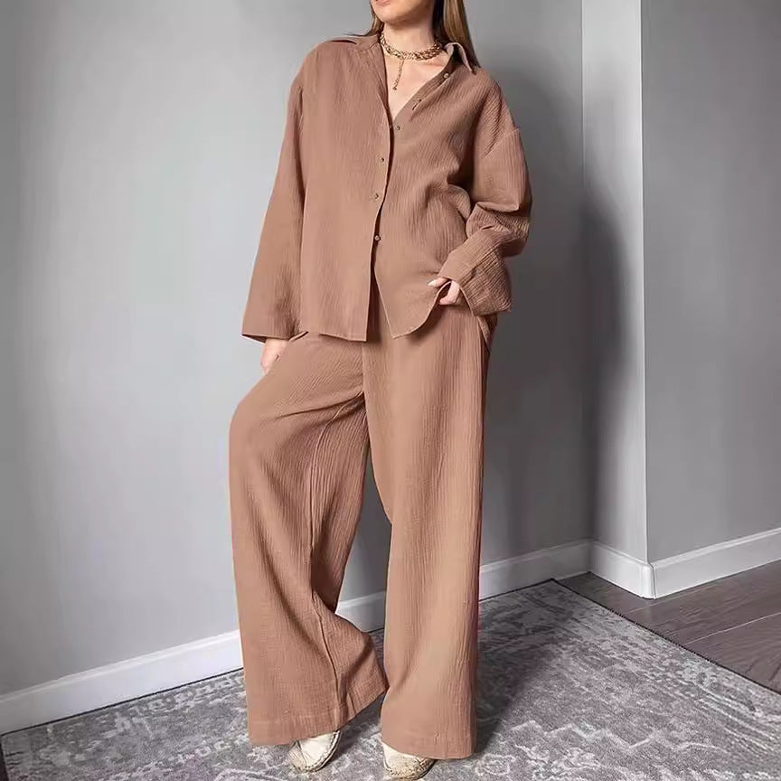Damen Relaxed Fit Strukturierter Koordinierter Satz Drune