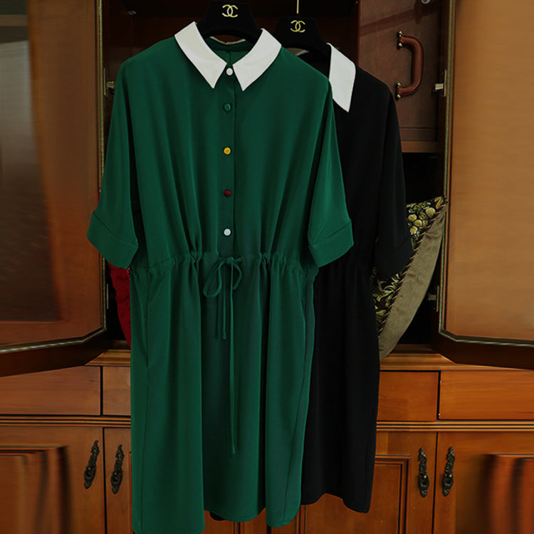Damen Modisches Hemdkleid mit Taillenzug Drune
