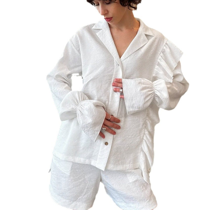 Damen Loungewear Set mit eleganten Rüschendetails Drune