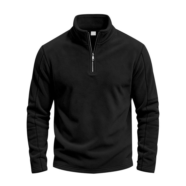 Herren Fleece-Pullover mit kurzem Reißverschluss und Stehkragen Drune