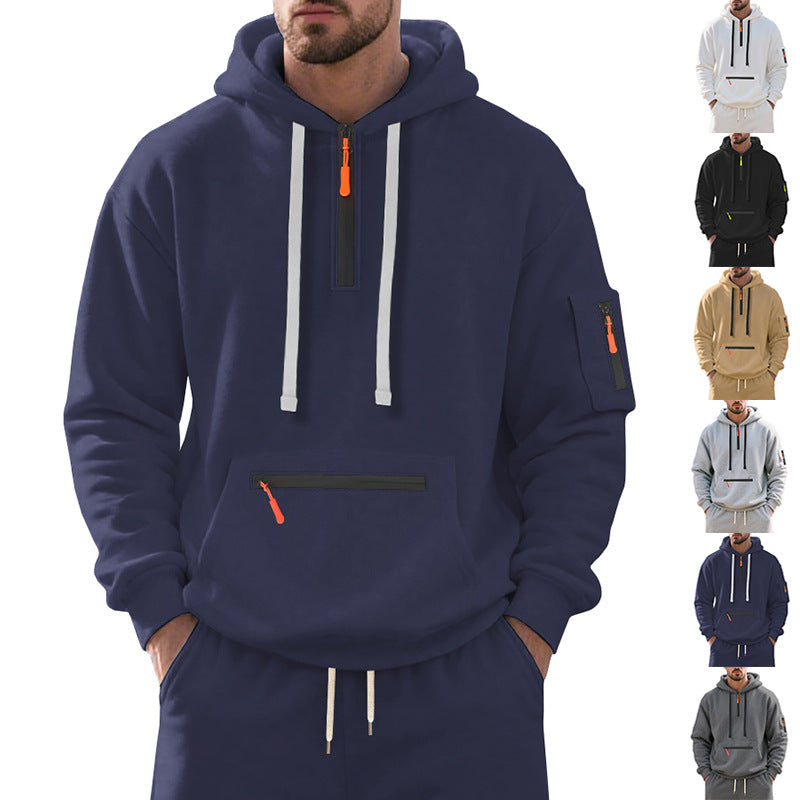 Herren Sportlicher Hoodie mit funktionalen Reißverschlusstaschen Drune
