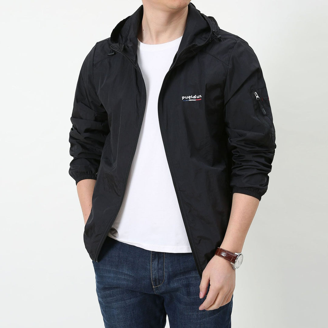 Herren Leichte Windbreaker-Jacke mit verstellbarer Kapuze Drune 1787797828