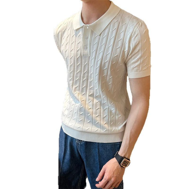 Herren Elegantes Strick-Polohemd mit Rippstruktur Drune