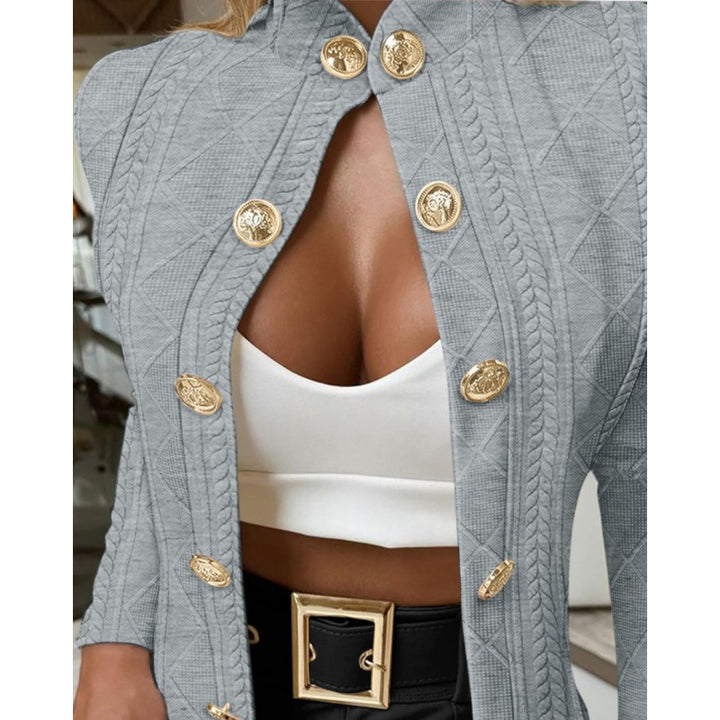 Damen Elegante und modische Strickjacke mit dekorativen Knöpfen Drune