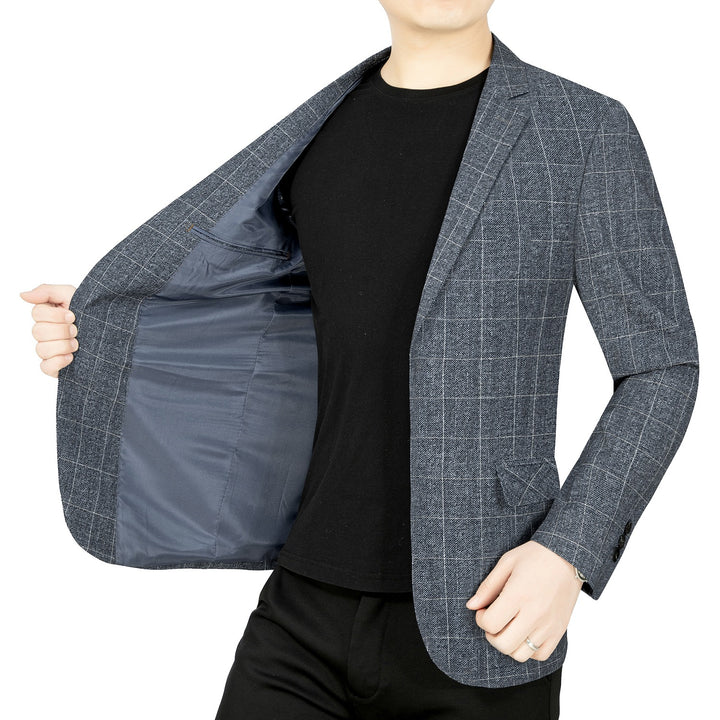 Herren Modernes Einreihiges City-Blazer mit aufgesetzten Taschen und leichter Halbfütterung Drune