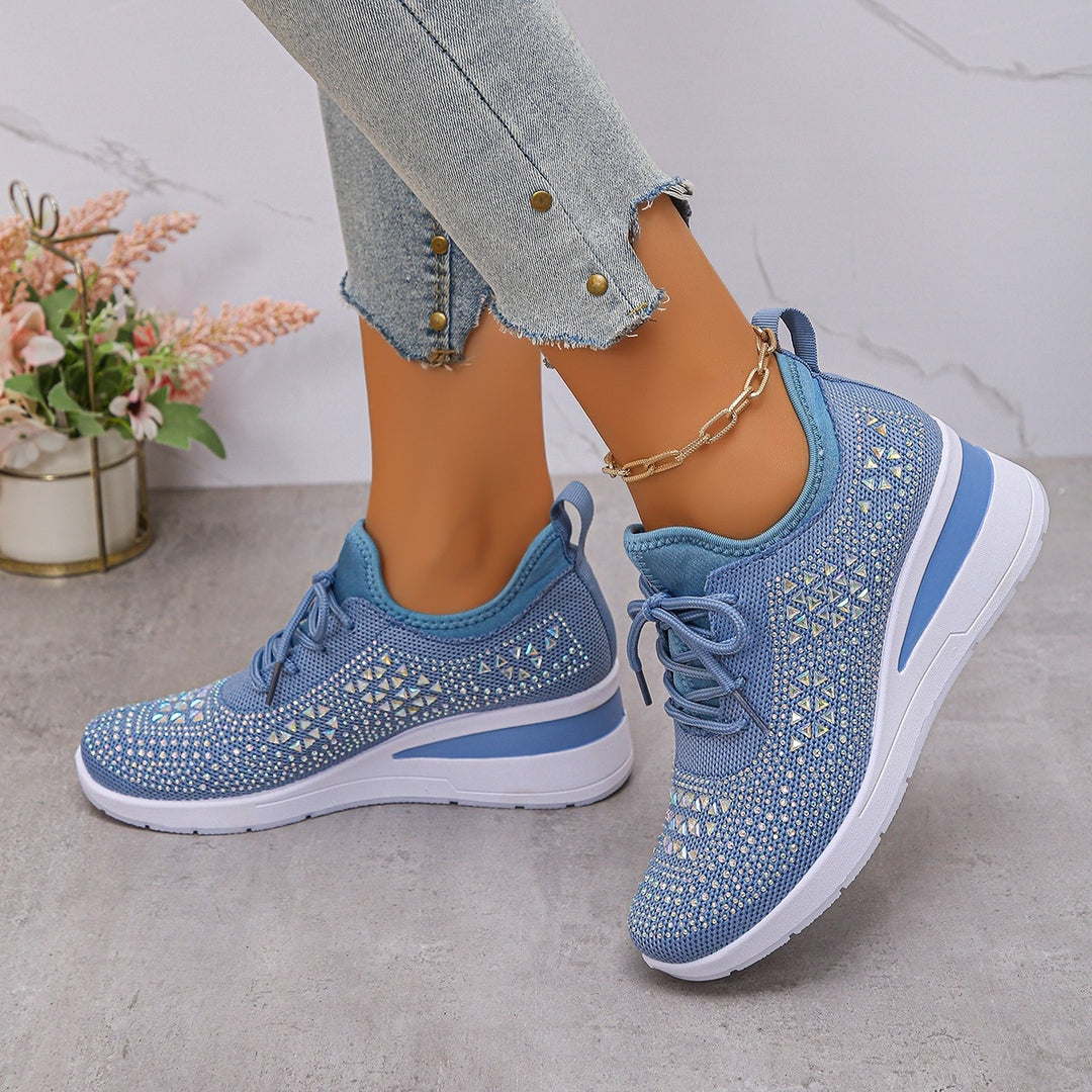 Damen Wedge-Sneaker mit atmungsaktivem Strick, gepolstertem Sockenschaft und leichtem Plateau Drune