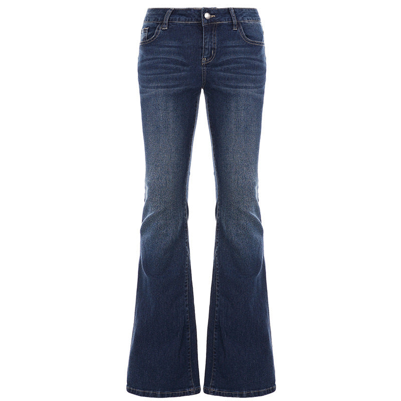 Damen Schlagjeans mit hohem Bund und eleganter Waschung Drune