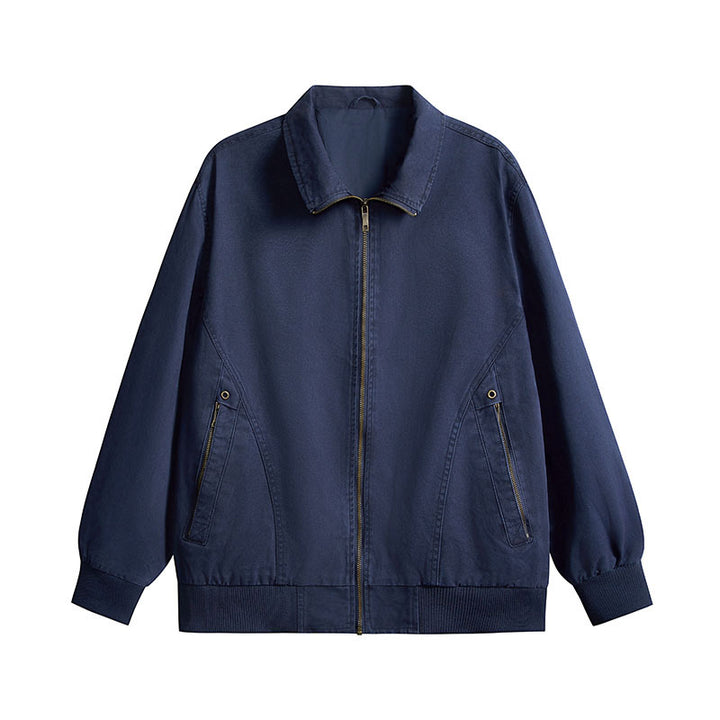 Herren leichte Baumwoll-Twill Übergangsjacke mit Reißverschluss und Ballonärmeln Drune