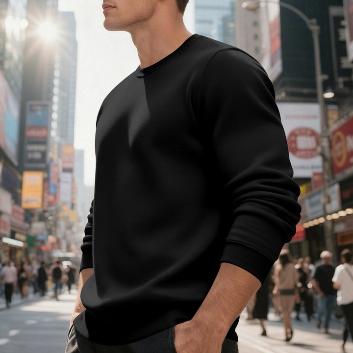 Herren nan weiches Rundhals-Sweatshirt aus Baumwollmix mit gerippten Bündchen und relaxed Fit Drune