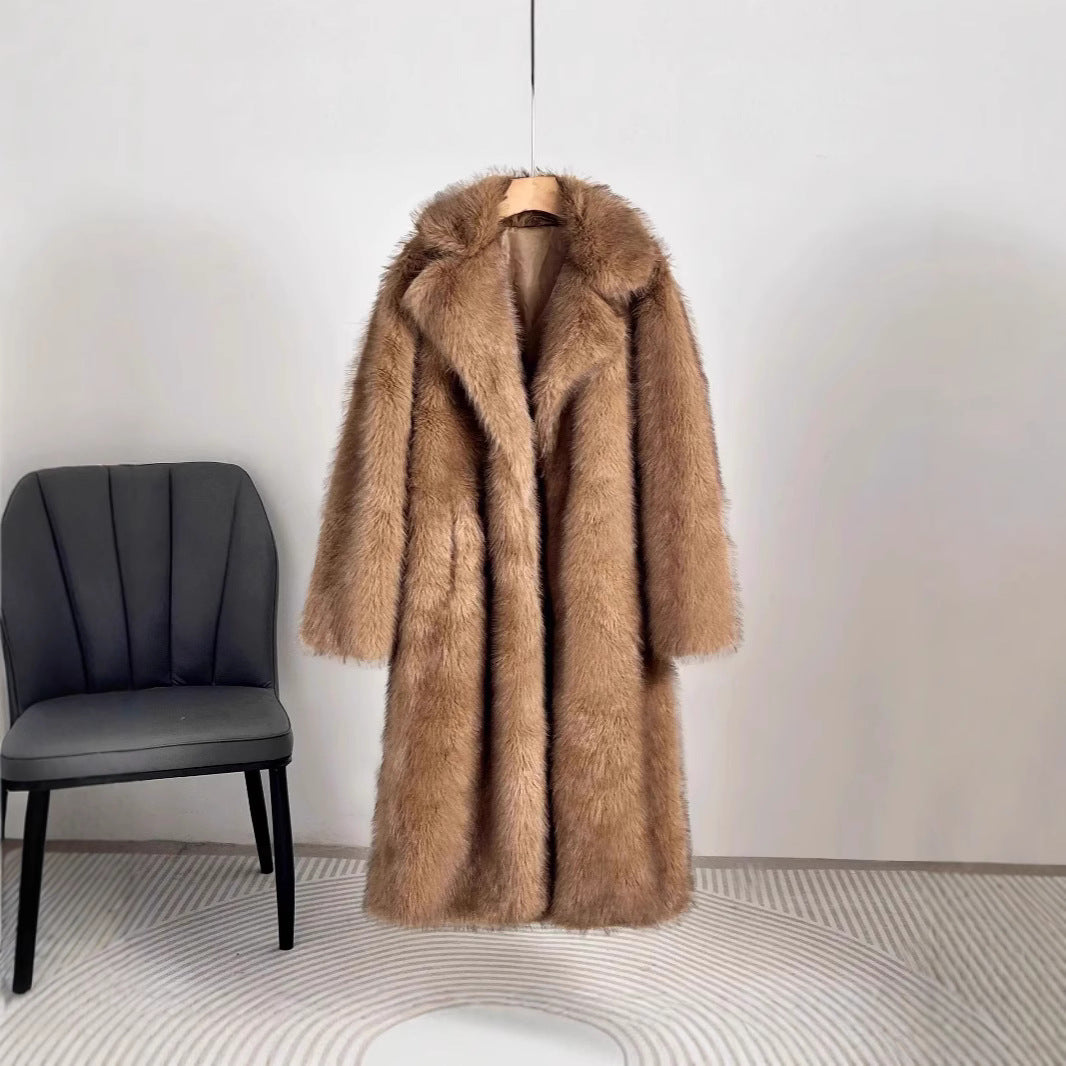Damen luxuriöser kunstfellmantel im großzügigen Design Drune