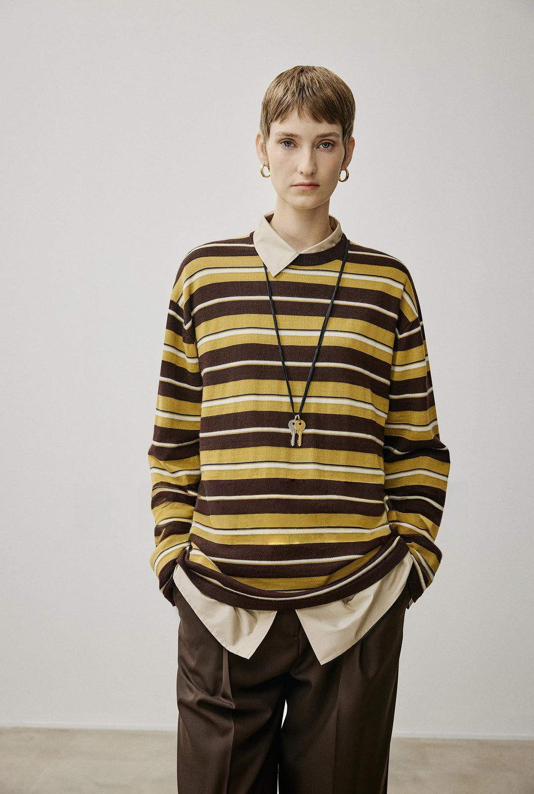Damen Oversized Strickpullover mit zeitgemäßem Streifenmuster Drune