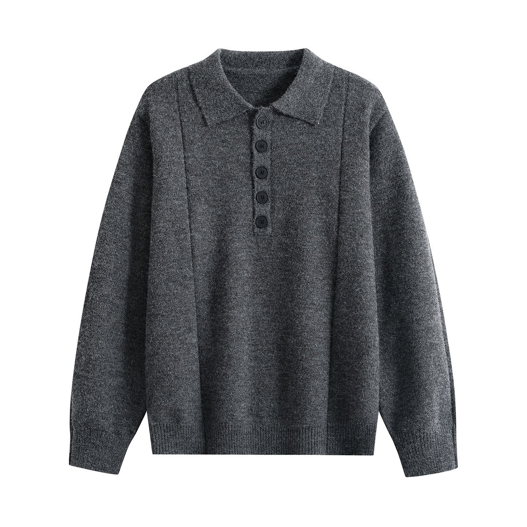 Damen Lockerer Feinstrick-Polo mit Halbknopf-Leiste und gerippten Bündchen Drune