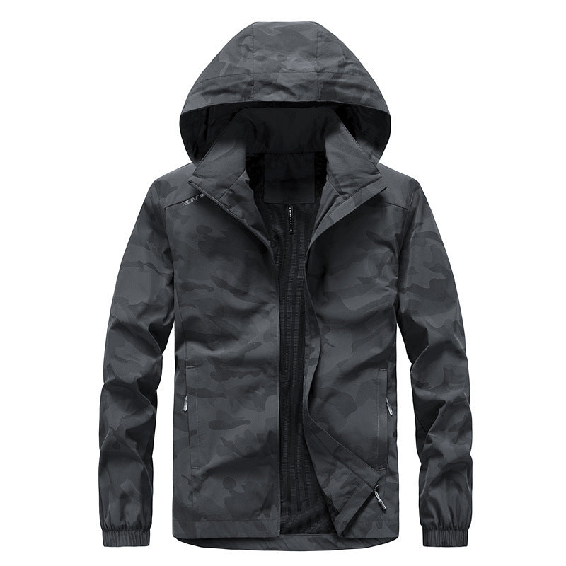 Herren Leichte atmungsaktive Kapuzenjacke im Camouflage-Look mit wasserabweisender Oberfläche Drune