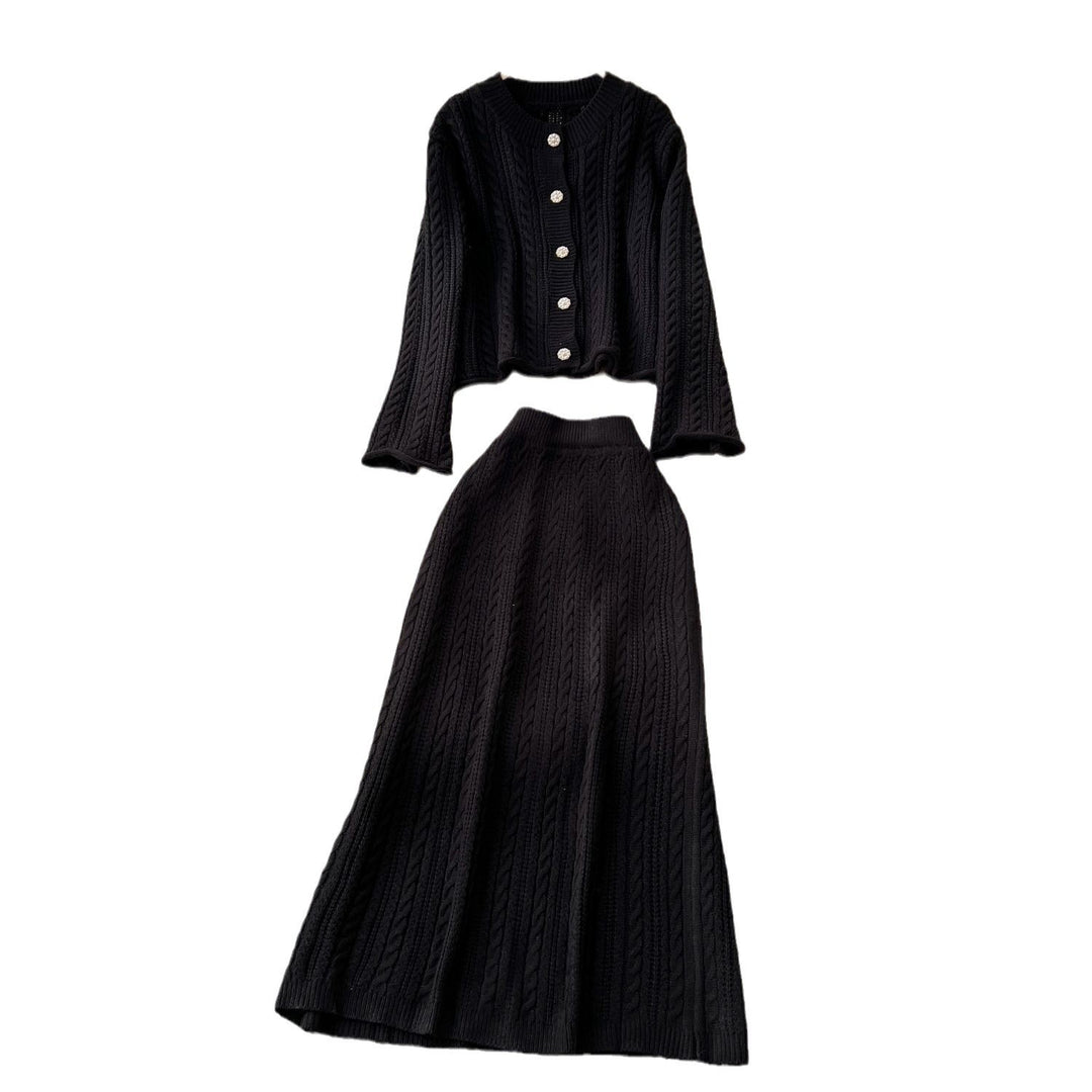 Damen Strickensemble mit Zopfstruktur Drune