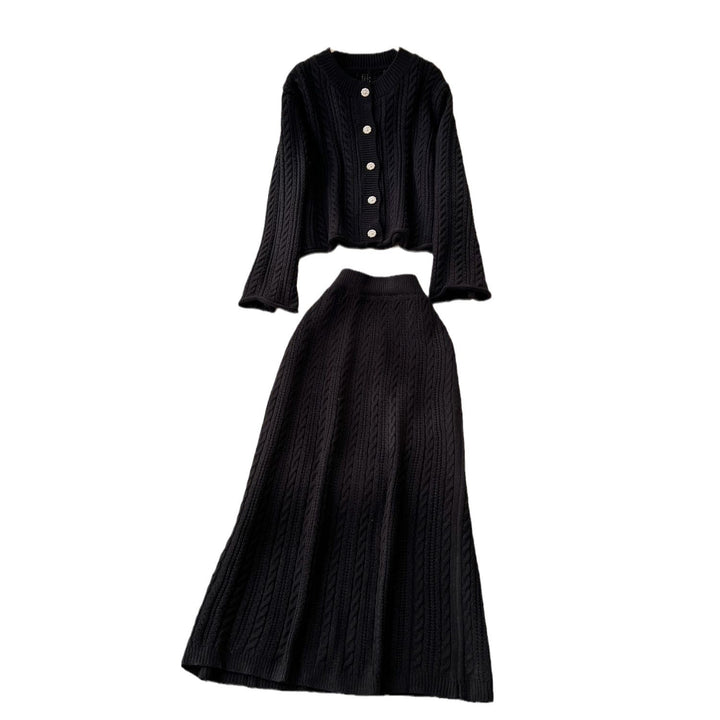 Damen Strickensemble mit Zopfstruktur Drune