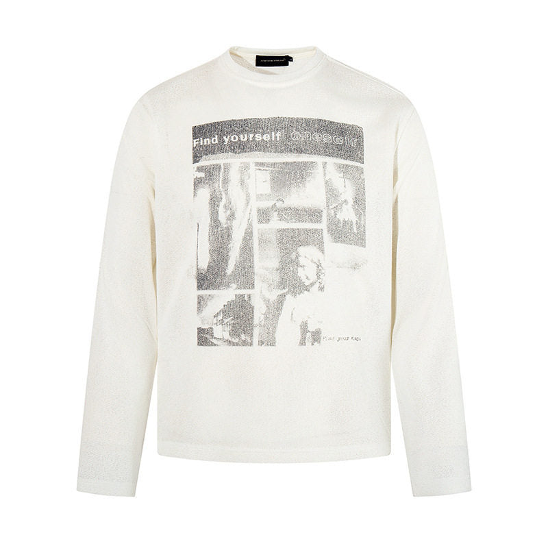 Herren Sweatshirt mit vintage Fotocollage-Print, geradem Schnitt und Rundhalsausschnitt Drune