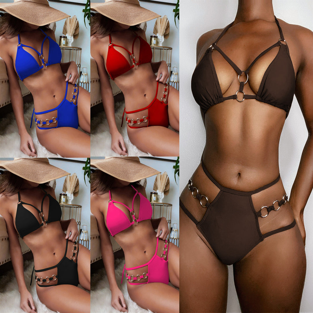 Damen Triangel-Bikini mit modischen Ringdetails Drune