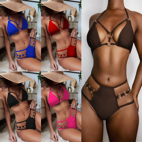 Damen Triangel-Bikini mit modischen Ringdetails Drune