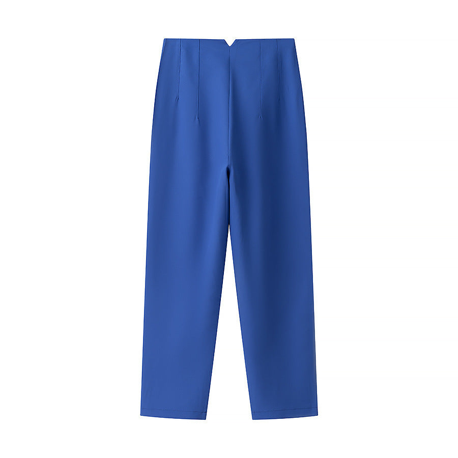 Damen elegante Hochbundhose mit feinen Falten und praktischen Taschen Drune