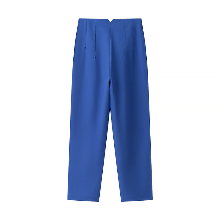 Damen elegante Hochbundhose mit feinen Falten und praktischen Taschen Drune