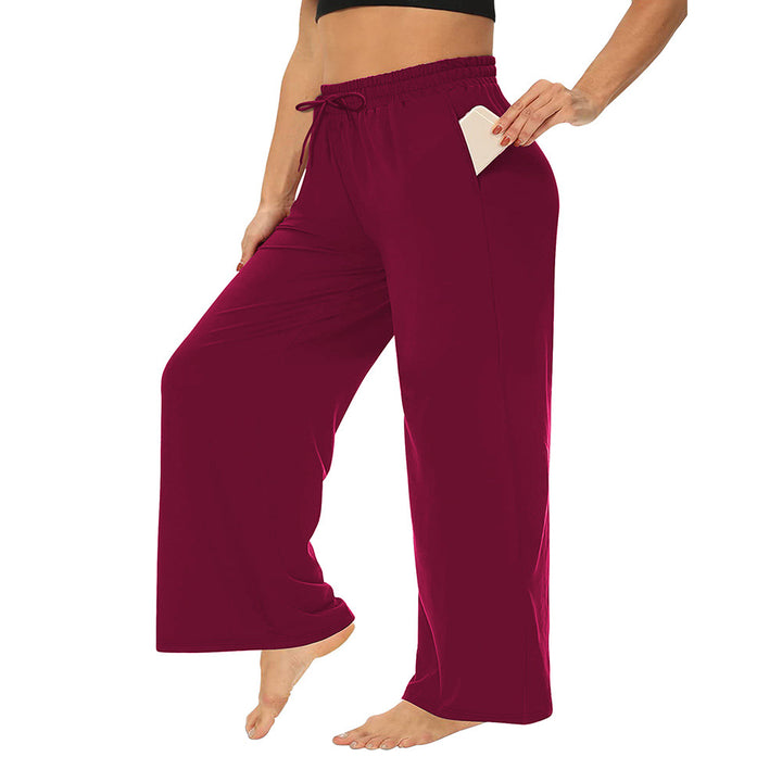Damen Weite High-Waist Yogahose mit Leopardenmuster und Kordelzug Drune