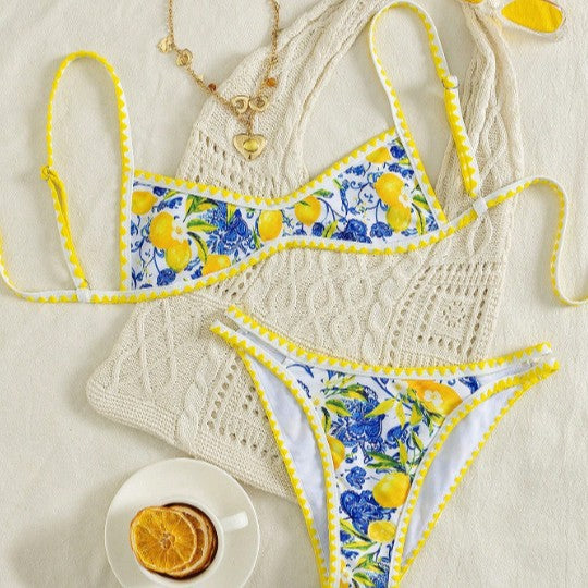Damen Bikini mit fruchtigem Motiv und raffinierten Schnitt Drune