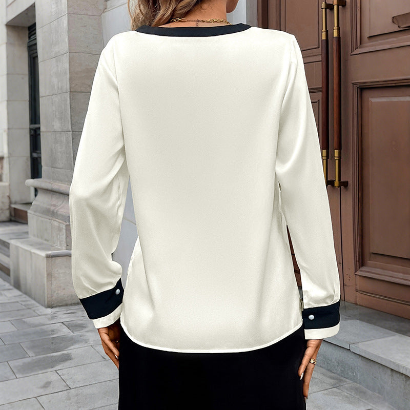 Damen Elegante Bluse mit Kontrastkanten Drune