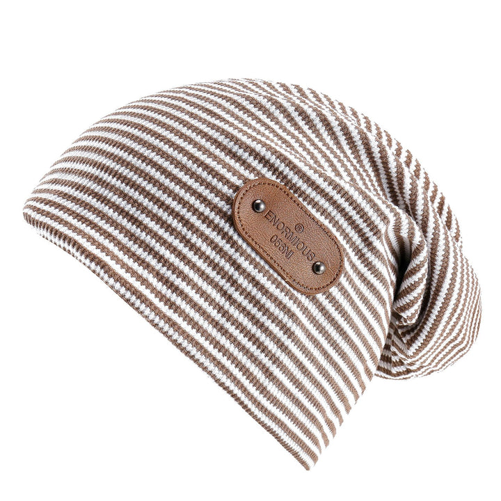 Damen Beanie-Mütze aus weich gestricktem Material mit modischem Streifenmuster Drune