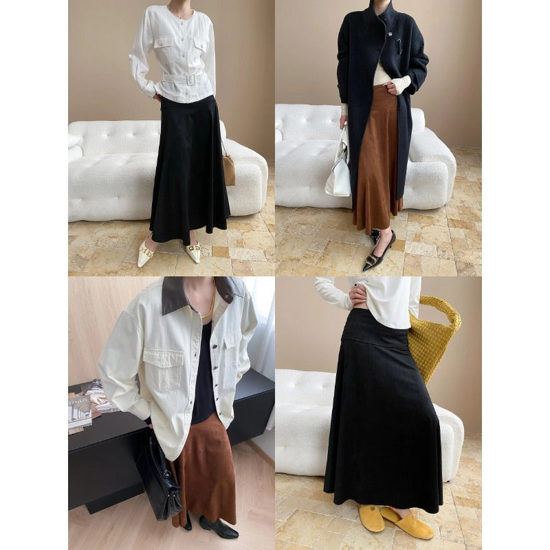 Damen eleganter Bodenteil aus weichem Material mit weitem Schnitt Drune